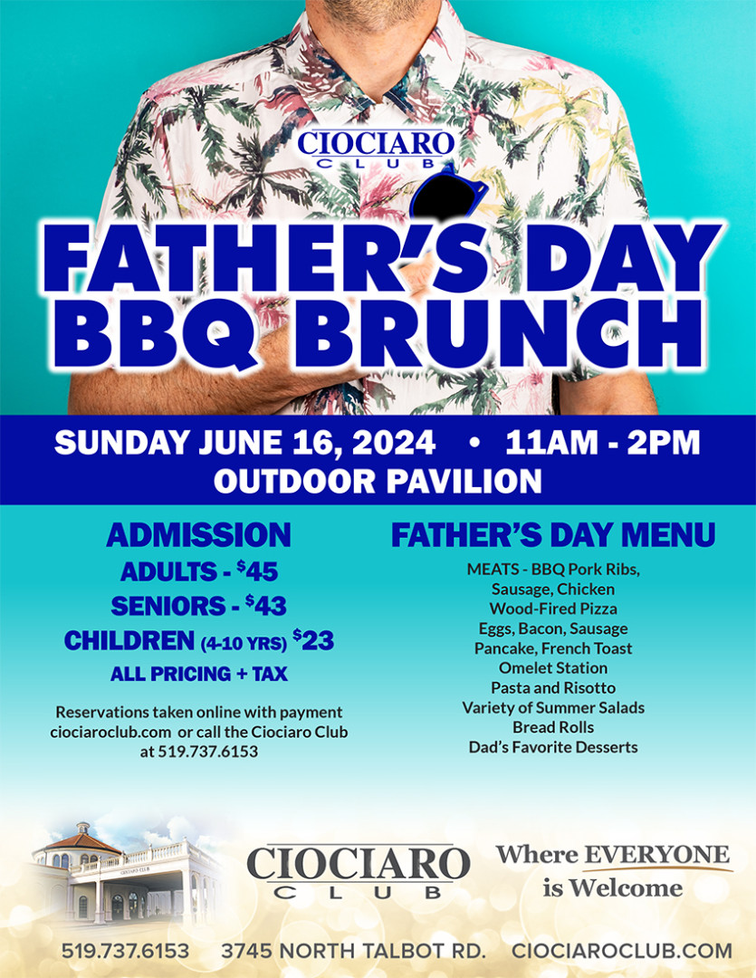 2024 Father's Day BBQ Brunch 11:00AM Seating